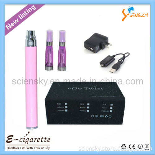 Newest Popular Electric Cigarette High Capacity Variable Voltage, E Cigarette Battery EGO Twist